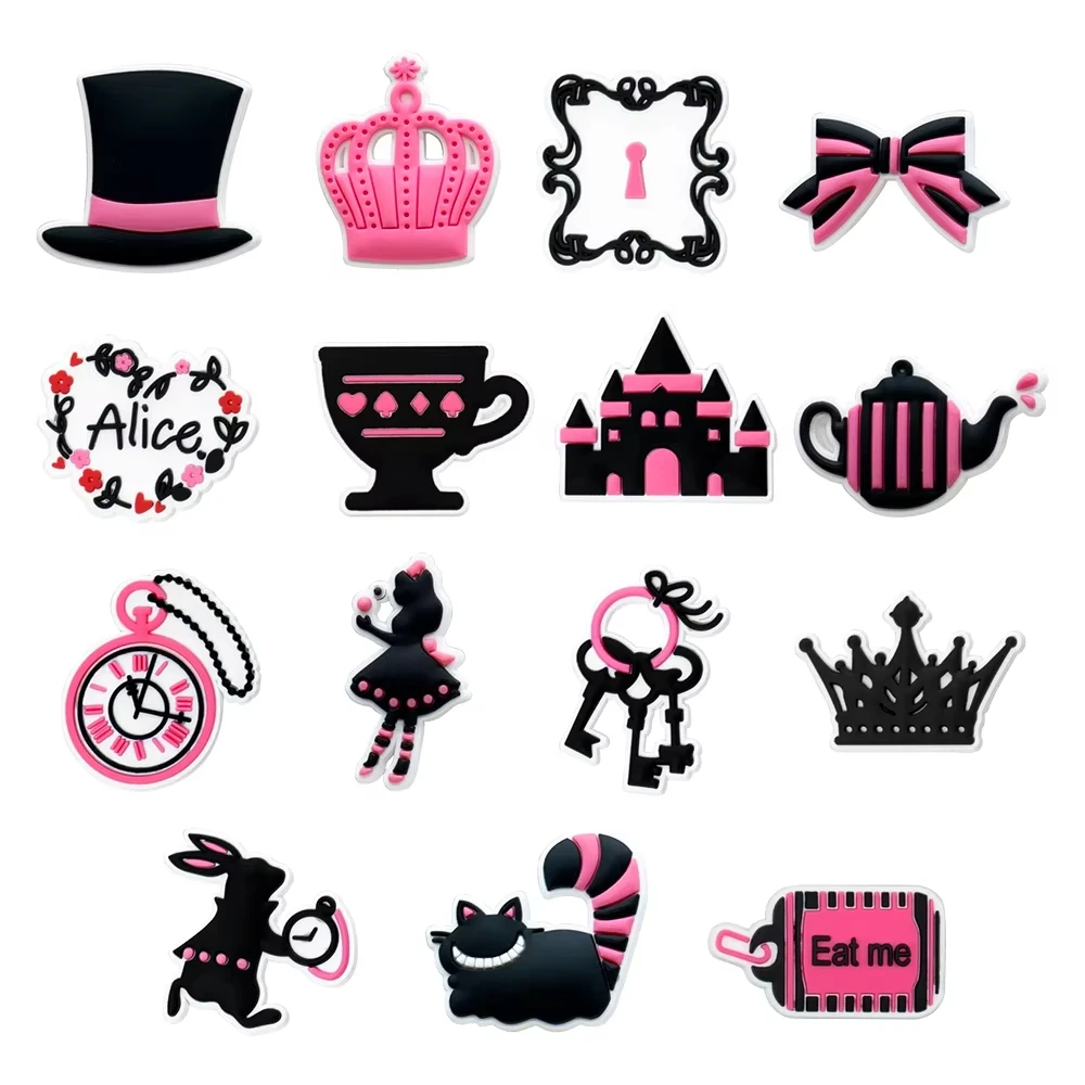 حار 15 قطعة ديزني أليس في بلاد العجائب السيد أرنب PVC إكسسوارات الأحذية مشبك حديقة الصنادل الأحذية السحر ل معصمه هدايا X-mas