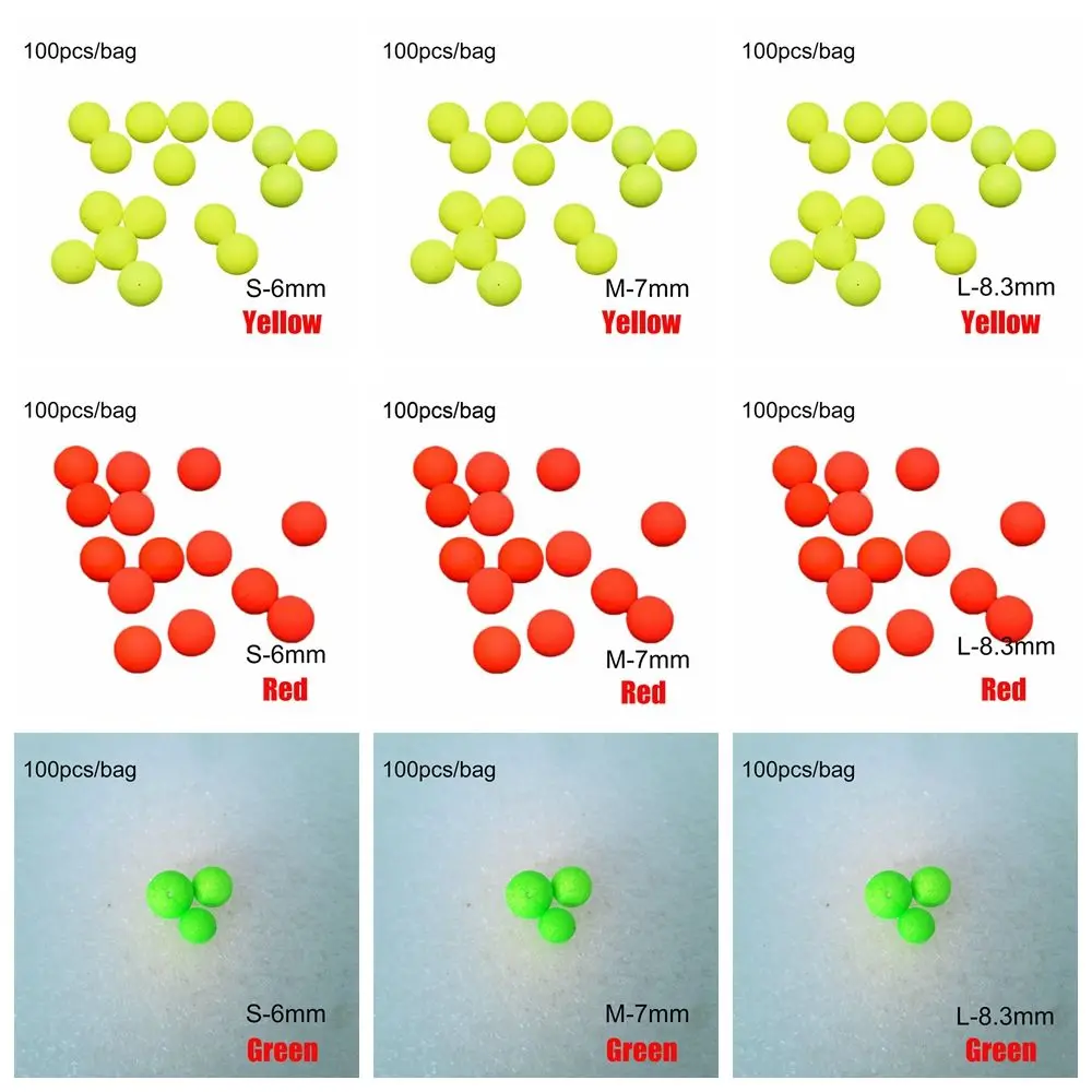 رغوة يطفو الخرز الكرة ، تعويم الصيد ، أسفل تلاعب ، تزوير المواد ، معالجة الملحقات ، اختيار الحجم ، 100 قطعة