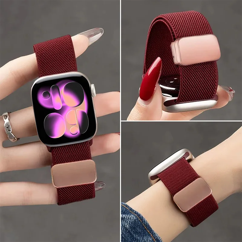 الأشرطة المغناطيسية ل سوار ساعة أبل 40 مللي متر 44 مللي متر 45 مللي متر 41 مللي متر النايلون سوار iwatch Ultra3 49 مللي متر سلسلة 11 42 مللي متر 46 مللي متر 10 9 8 se3 حزام