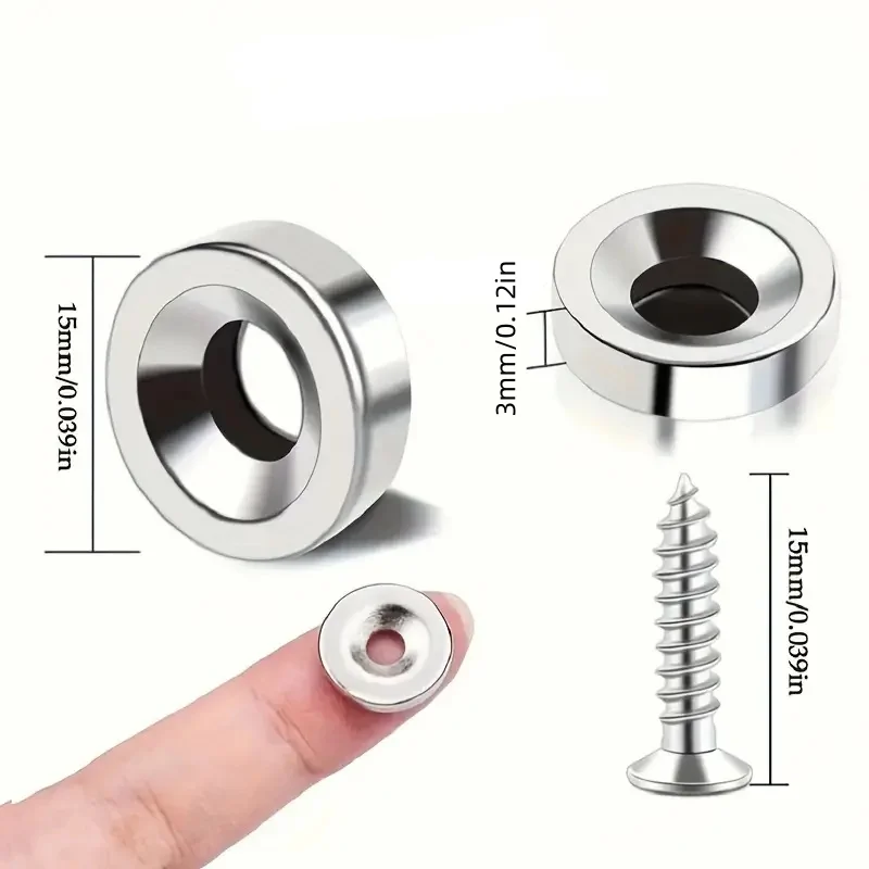 10x5-M3/12x5-M3/15x3/15x5/20x3 Kleine Magnete, Lochmagnete mit Senkbohrung, Schrankmagnete für Schranktüren, Zuhause, Küche – Detail 4