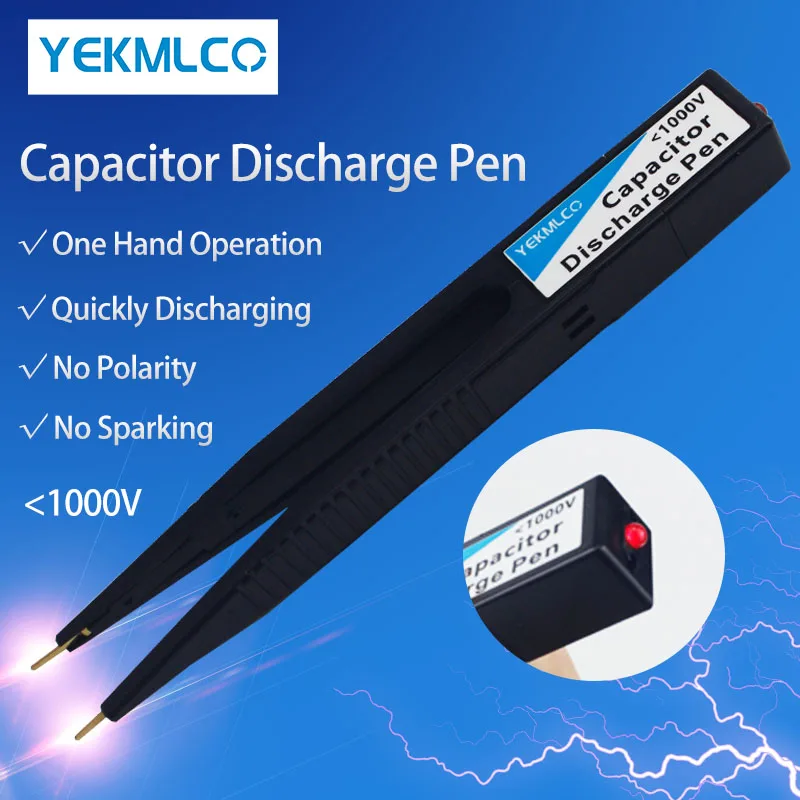 YEKMLCO Capacitor Discharge Pen Fast Discharging High Voltage 1000V Repair Tool Discharger for Electronic Safety Intelligent 