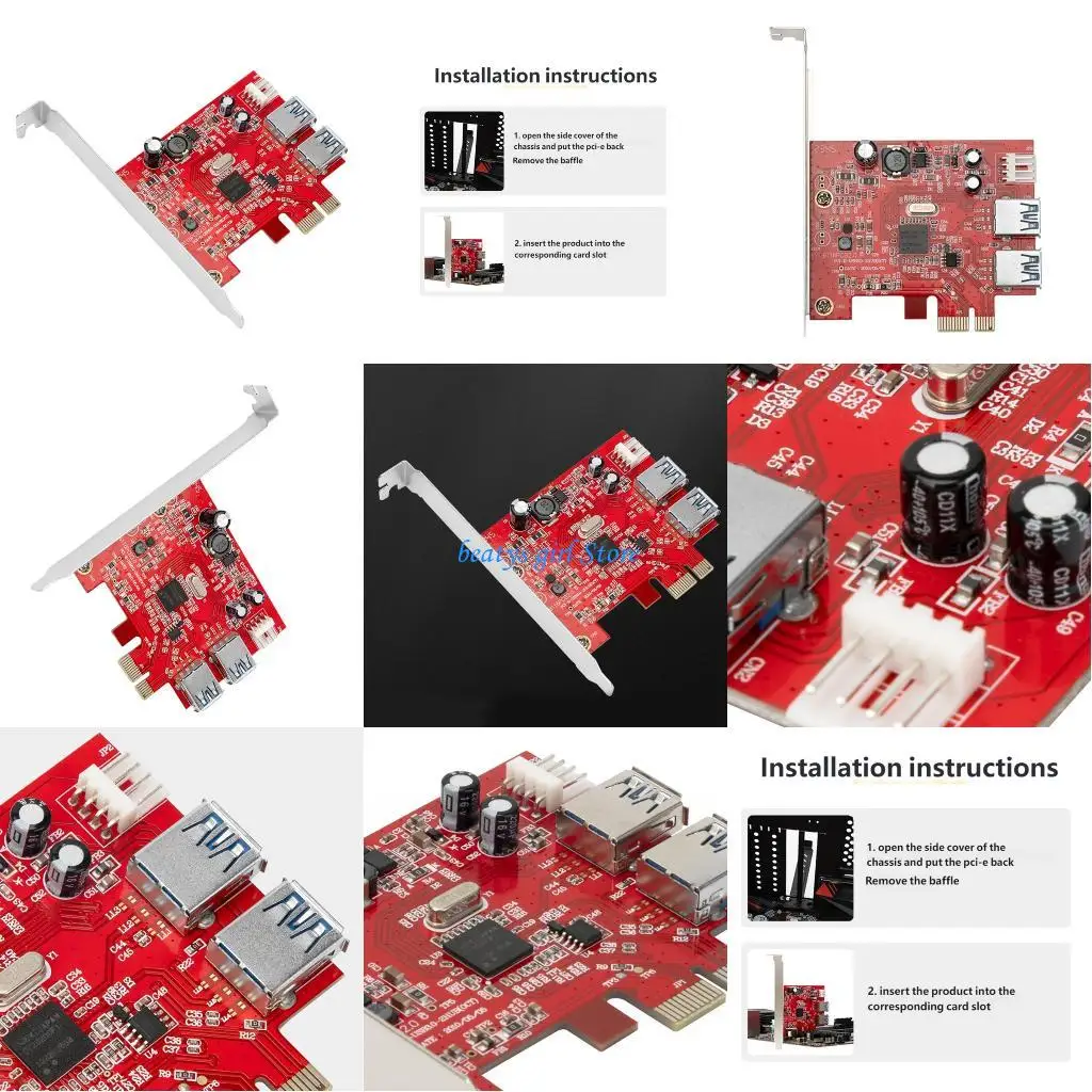 

C7AB Fast Speed Double Internal USB3.0 Ports Expansion Card for PCIExpress Supporting 5Gbps Transfer Wide Compatibility