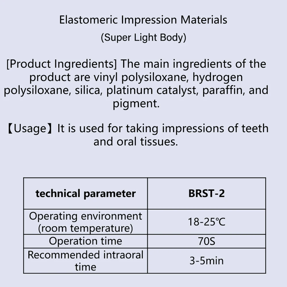 Ultra Light Body Dental Impression A Silicone PVS Super Extra Light Body Regular Siloxane Cartridges Dentistry Clinic Products