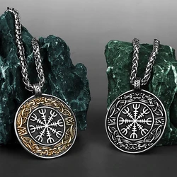 Viking Reverend Helm Rune Pendant Protector Titanium Steel Stainless Steel Men's Aegishjalmur Amulet Scandinavian Necklace Gift