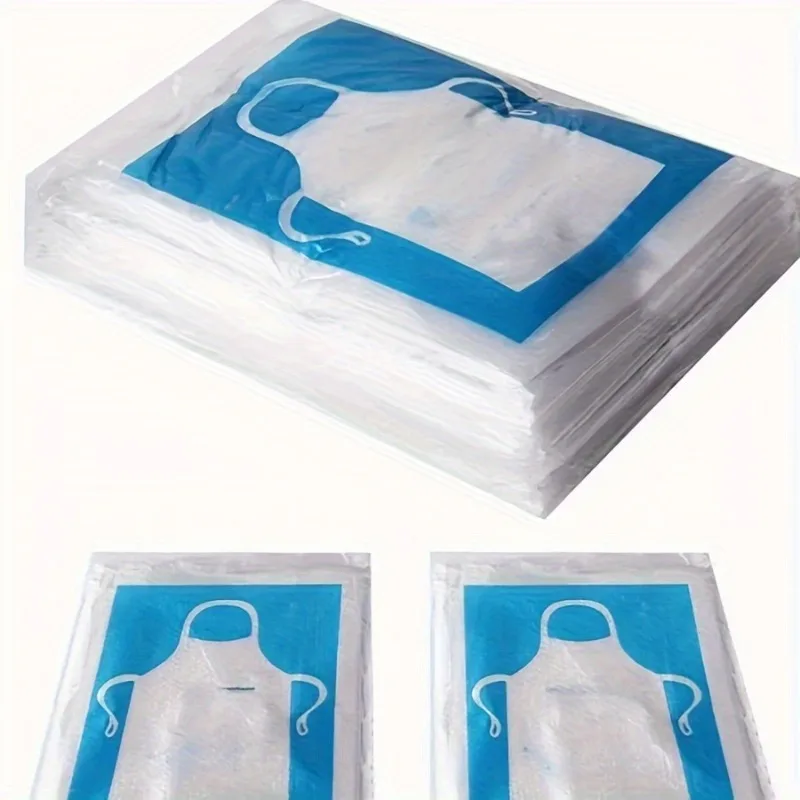 100Pcs Restaurant Apron Disposable Apron Dedicated Adult Individually Wrapped Bib Kitchen Supplies