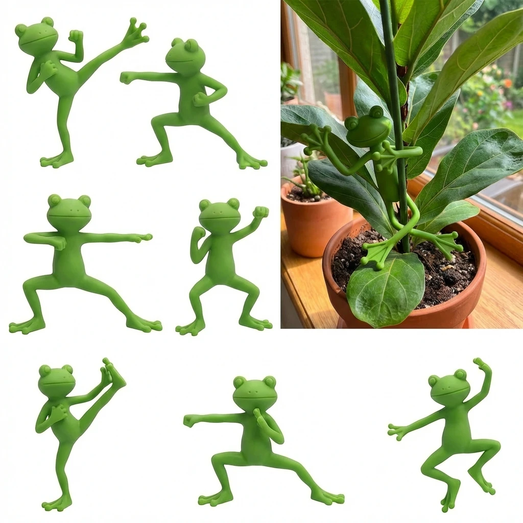 5/10Pcs Gongfu Frog Plant Stand Holder Support Planter Pot Hugger Gardening Decoration Accessories for Small Climbing Plant