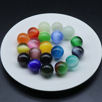 20mm Energy Cat's Eye Stone Bead Ornament Ball Shape Natural Stone Beads Feng Shui Healing Transport Home Decoration 5pcs
