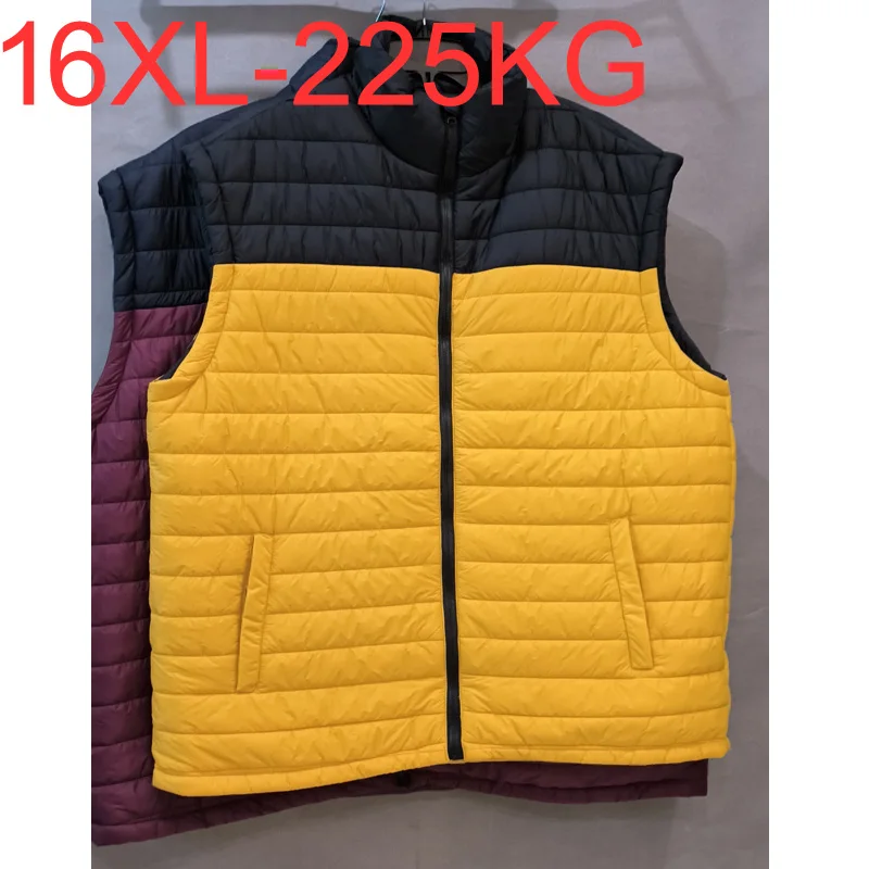 Plus Size 12XL 13XL 14XL Men' Sleeveless Vest Jackets Winter Fashion Male Cotton-Padded Vest Coats Warm Waistcoats 16XL 250KG