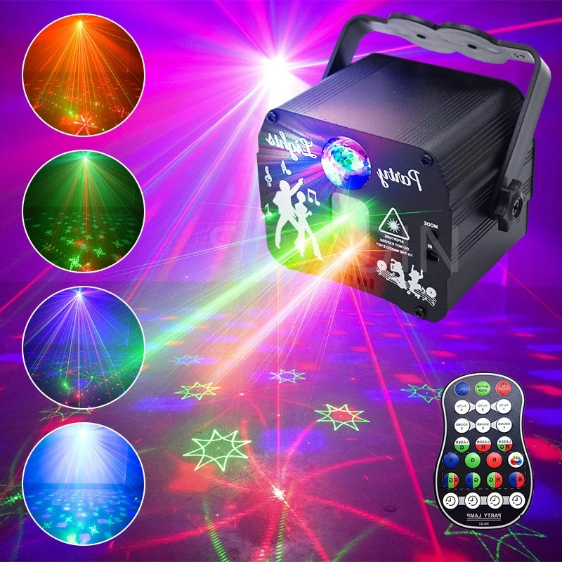 

Stage Lights Wireless Remote Control Laser Projector Led Strobe Lamp Sound Party Lights Decoration Nightclub Disco