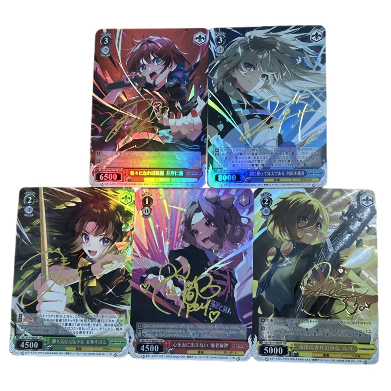 5pcs/set GIRLS BAND CRY NINA ISERI MOMOKA KAWARAGI Self Made Refraction Flash Card Anime Classics Game Collection Cards Toy