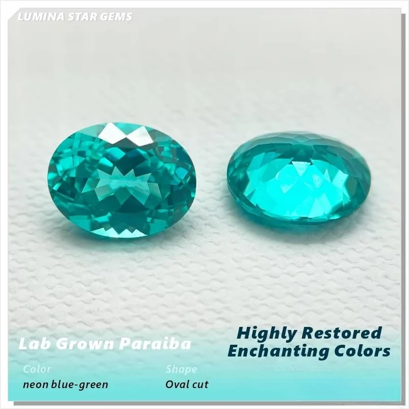 Im Labor gezüchteter Paraiba-Edelstein, oval geschliffener neonblauer synthetischer Turmalin, lose für Schmuckfertigung, individuell wählbares Zertifikat. – Detail 3