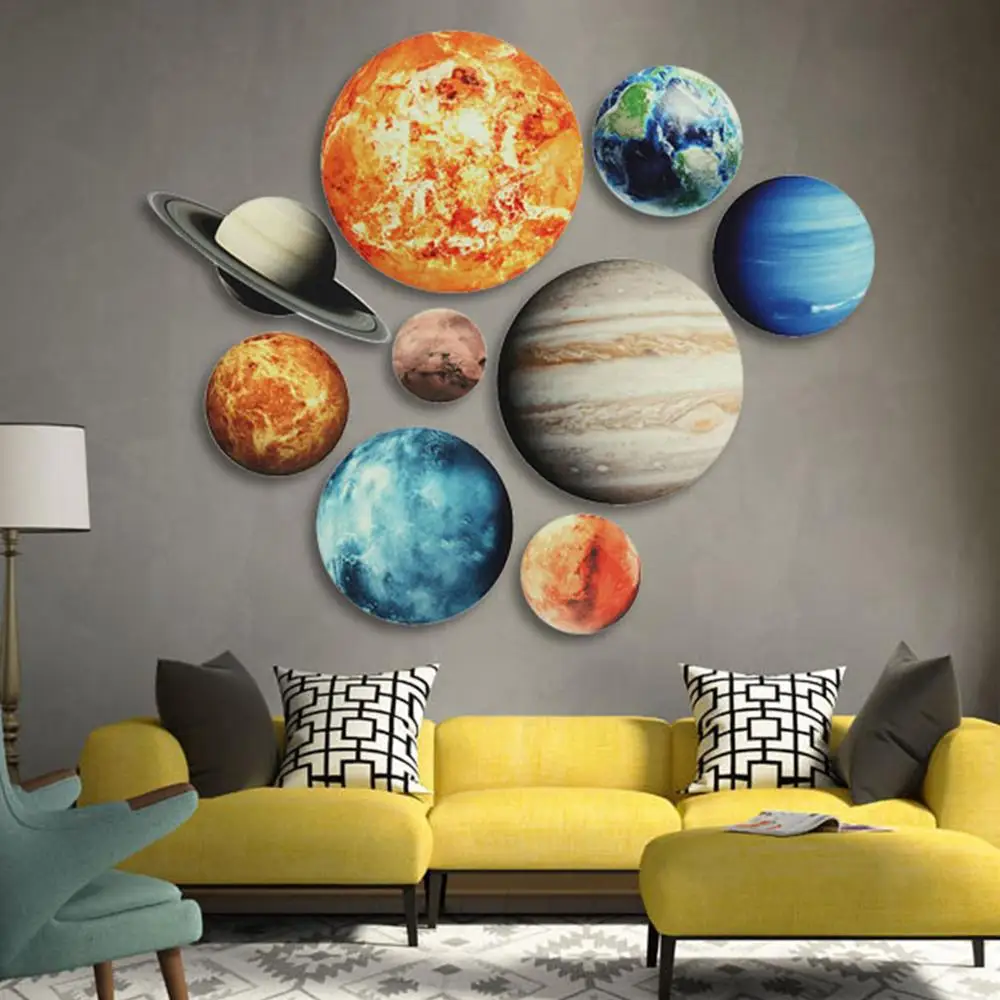

Solar System Wall Stickers Glow In The Dark 9 Planets Mars Outer Space Decal Bedroom Dining Room Decor