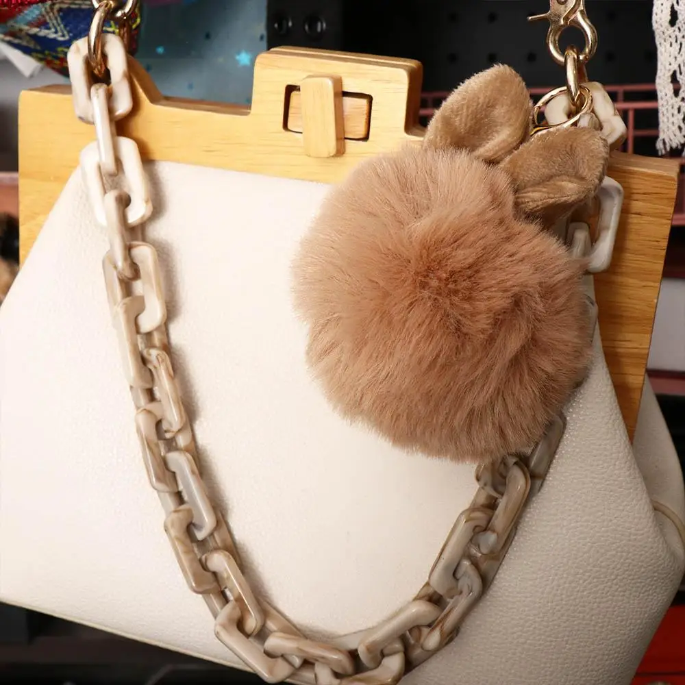 Fancy Jewelry Accessories Cute Rabbit Hair Bag Charms Woman Fur Ball Key Ring Bag Pendant Bunny Keychain Pom Pom Key Chain