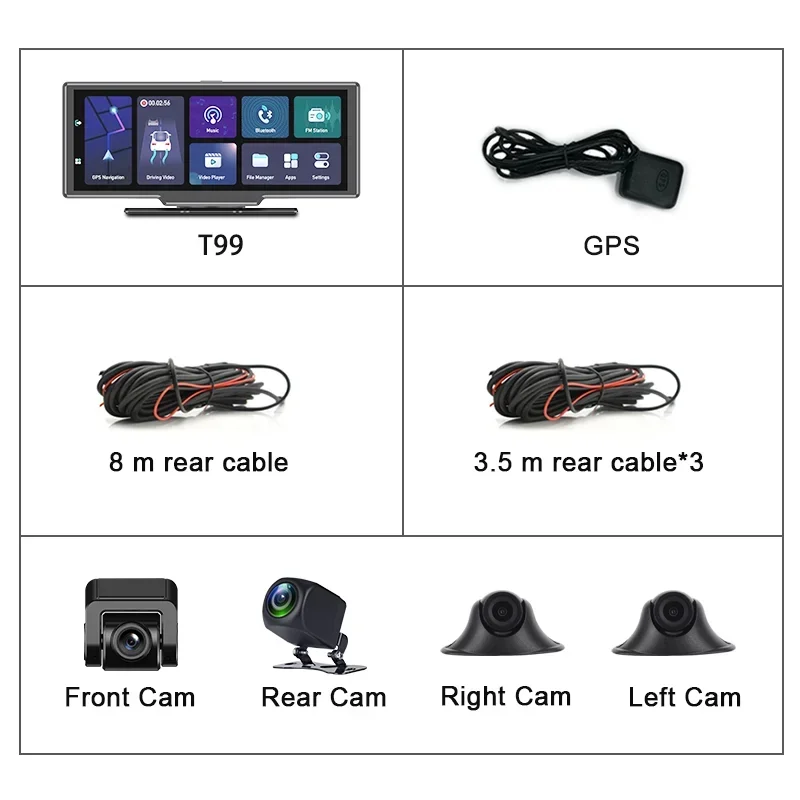 4CHs Registra la telecamera per auto 4g con la navigazione GPS Adas Supporto Android 8.1 Streaming live 4g sul telefono Scheda 512g