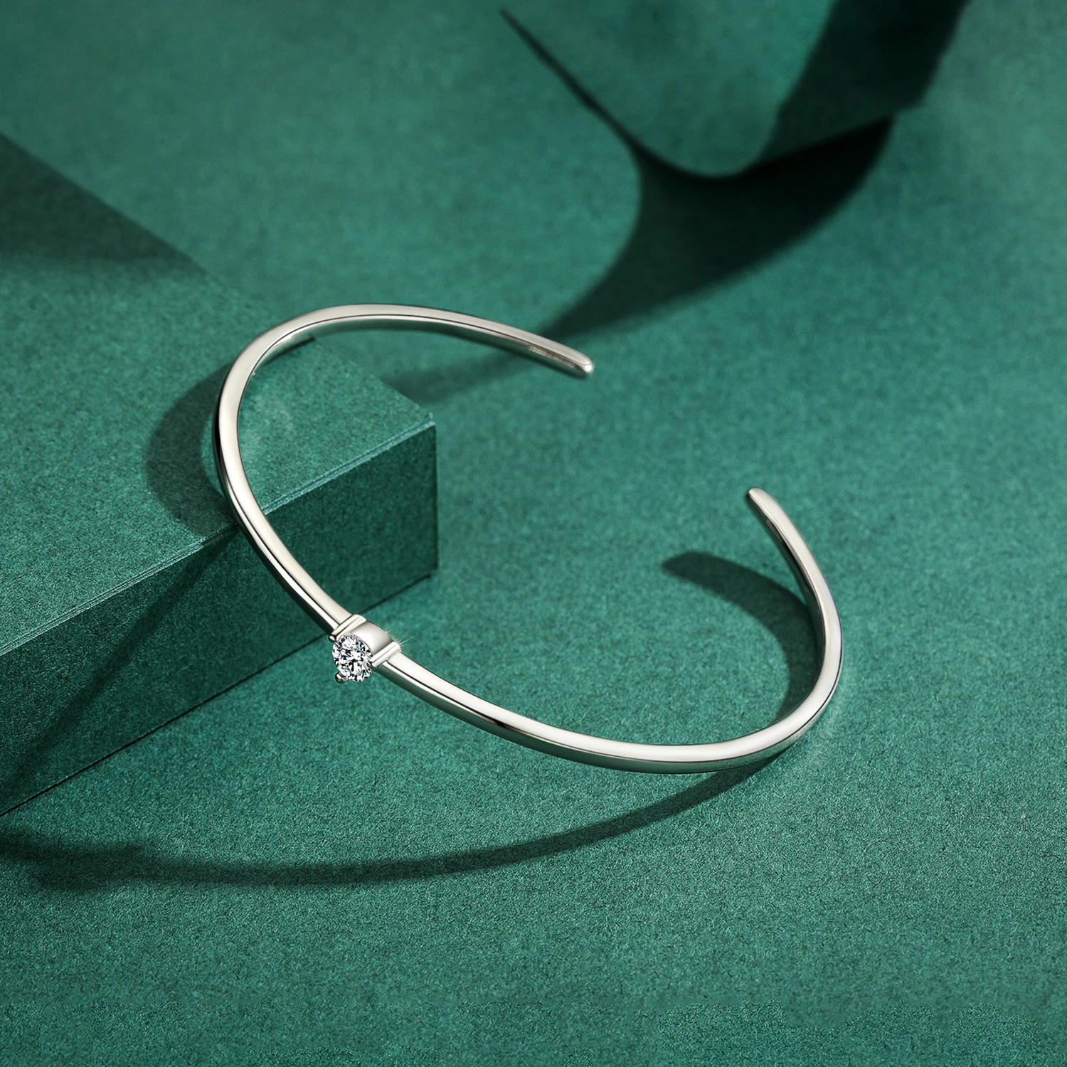 Modian 100% Real 925 Sterling Silver Round Clear Ten Heart CZ Open Bracelet For Women Fine Jewelry Charm Adjustable Bangle Gifts