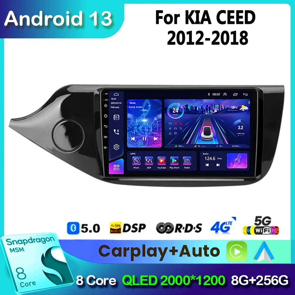 

Android 13 for Kia Ceed Cee'd 2 JD 2012-2018 Car Radio Multimidia Video Player Navigation GPS Carplay Audio Head Unit 2 Din 4G