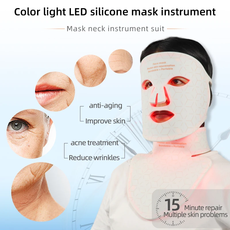 Silicone 4 Color Led Facial Mask Portable Red Light Near Infrared Therapy Photon Mask for Anti-Aging Wrinkles Skin Rejuvenation
