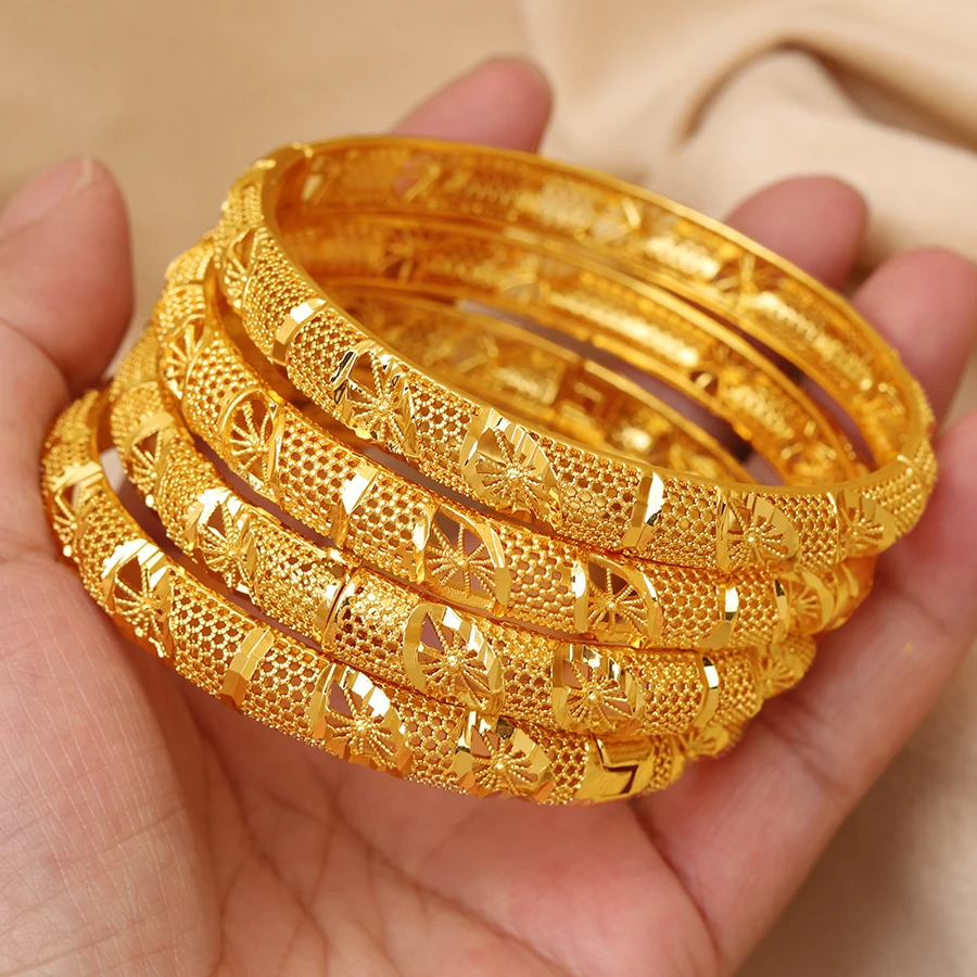 4 pieces/batch of copper openable bracelets, Middle East Dubai women\'s fashion jewelry, Ethiopian bride wedding gift