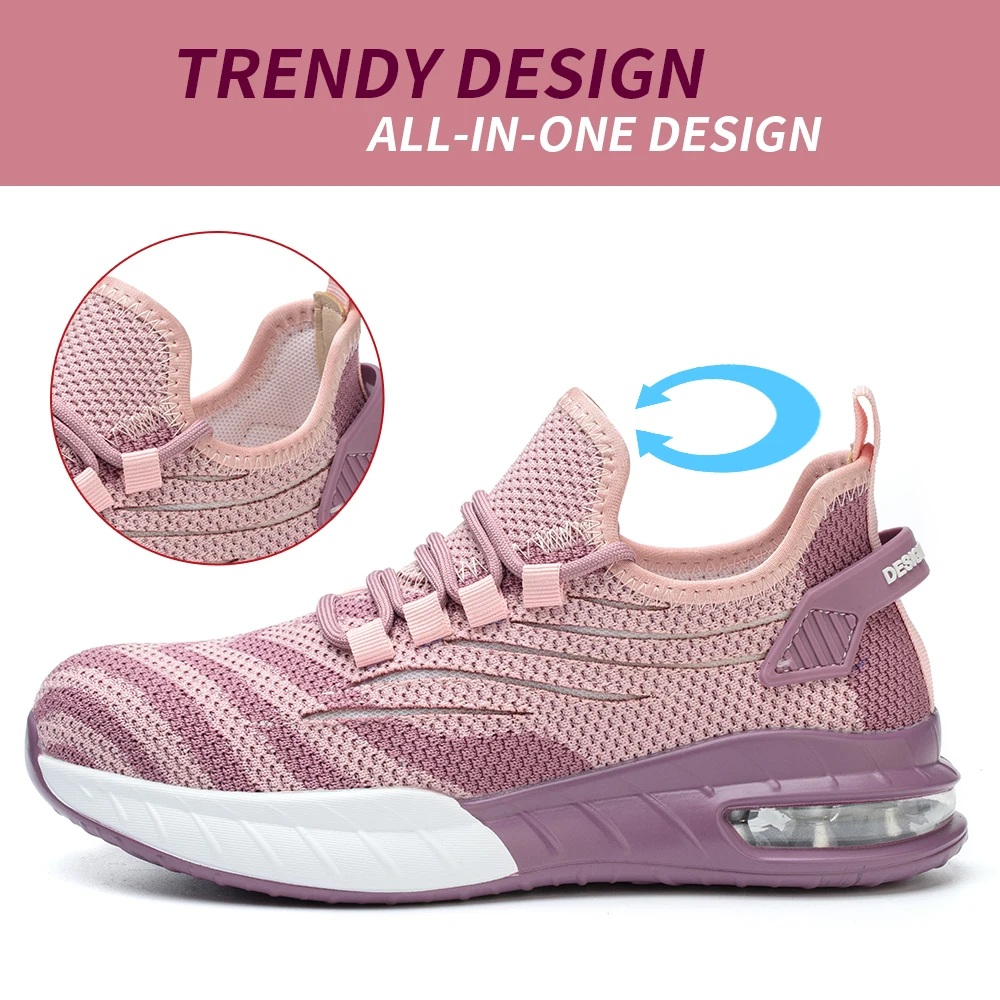 New Women Safety Shoes Anti-smash Anti-puncture Work Shoes Breathable Lightweight Work Sneakers Indestructible Women Shoes Boots