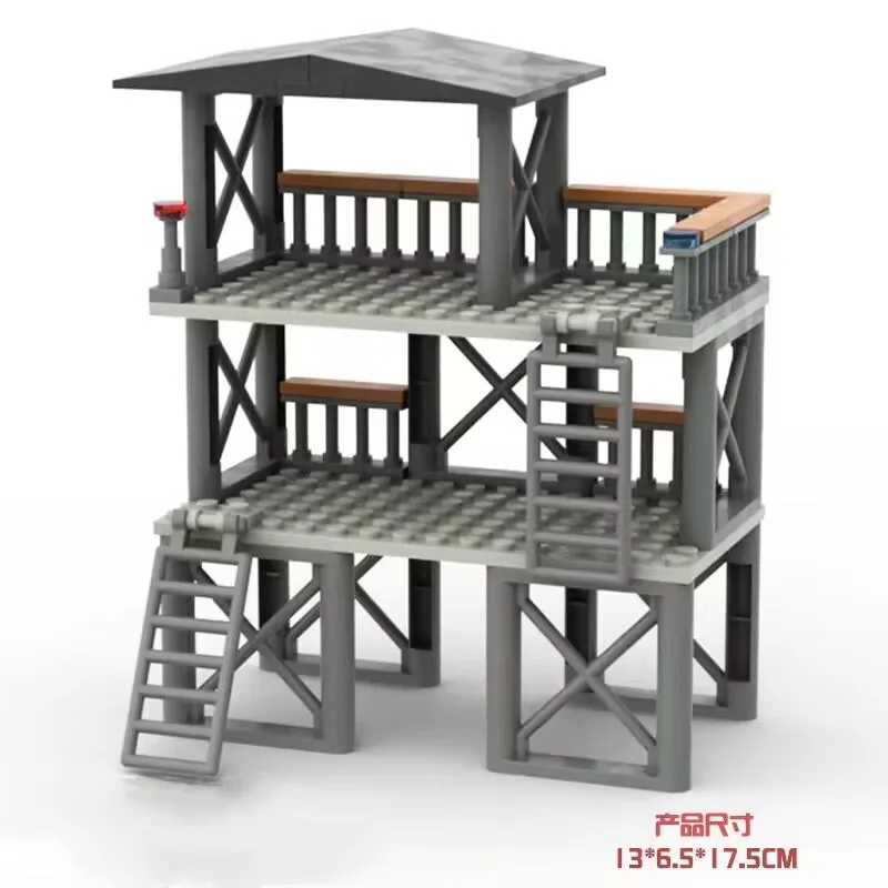 WW2 Military Military Battlefield Blockhouse Model Building BlocksSentry Tower Command Post Bunker Model Children's Toys Gift
