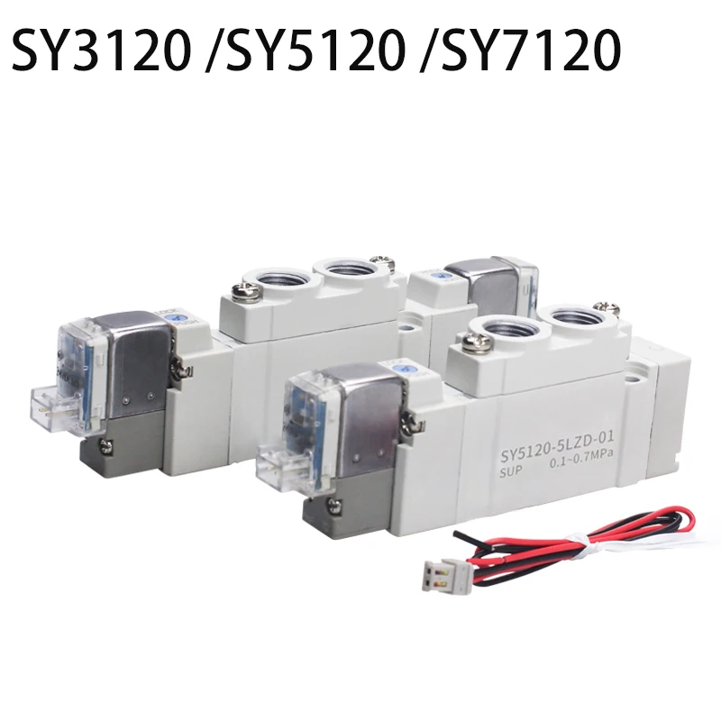 

SMC Type high quality 5 port 2 Solenoid Valve SY3120 SY5120 SY7120-4LZD/5LZD/6LZD Normal Close Internal Pilot Automation Valve