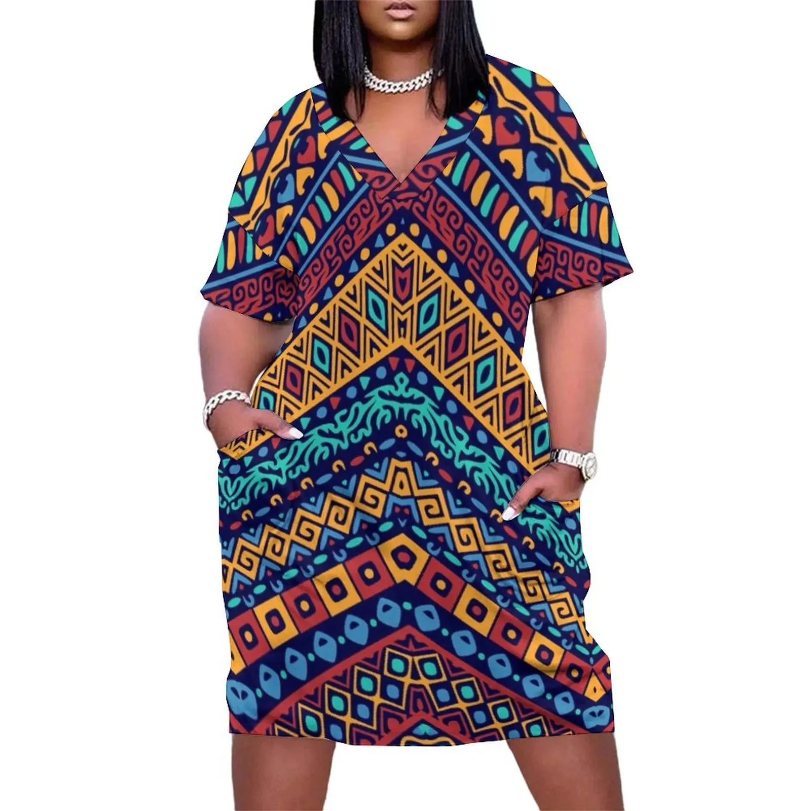 Kente Cloth Loose Pocket Dress Dresses Bridesmaid dress woman summer dress birthday