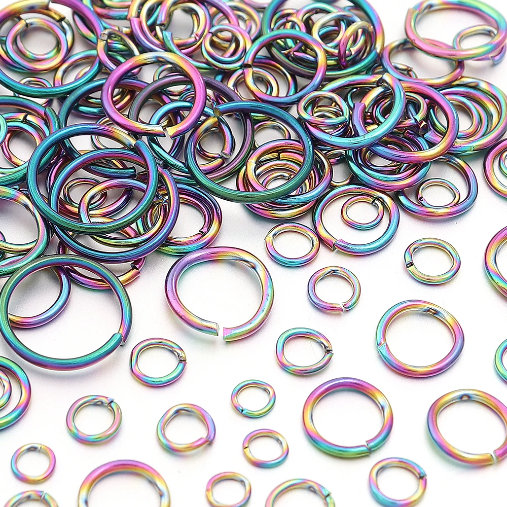 20-50 Stück 4/5/6/8/10/12mm Edelstahl-Verschlussringe, farbige Biegeringe, Spaltringe, Verbinder für DIY Armband, Halskette, Zubehör