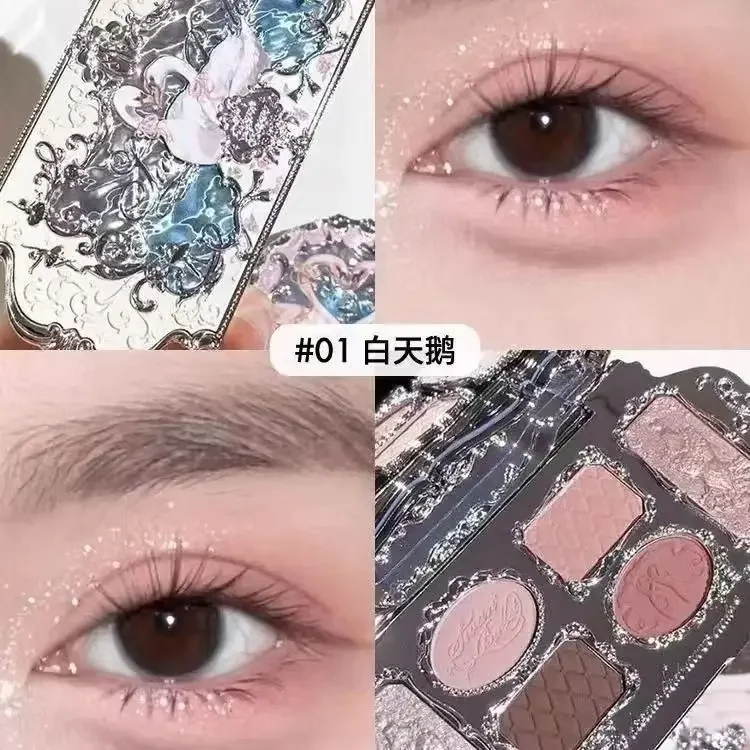 Flower Knows Swan Ballet Series Cosmetics 6 Color Eyeshadow Palette Matte Pearl Face Palette Glitter Palette Makeup