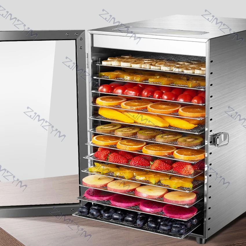 12-schicht 800W Lebensmittel Dehydration Trockner Obst Trockner Kommerziellen Edelstahl Gemüse Kraut Fleisch Pet Snacks Trocknen Maschine 220V