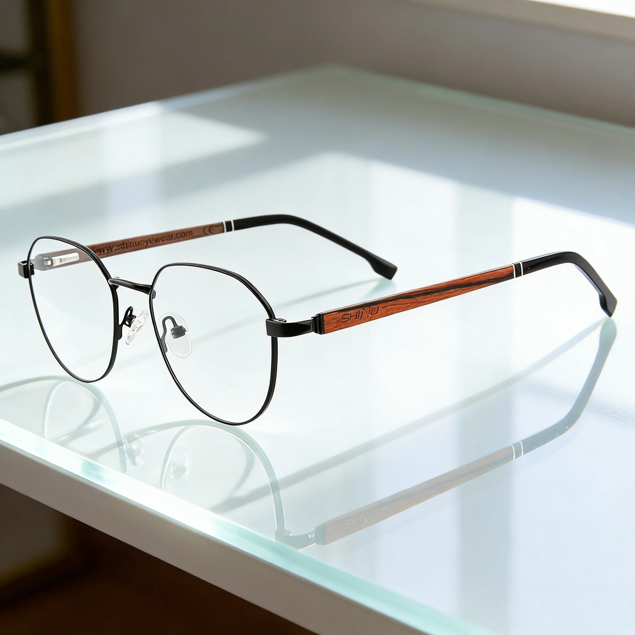 

SHINU Men's Wooden Leg Prescription Glasses Optical Lenses Myopia & Presbyopia Eyewear Men's Gifts