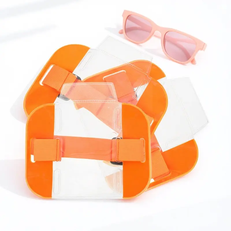 3Pcs Secure Adjustable Arm Badge Holder Clear Nylon PVC Id Card Holder for Workers Security Staff Airport Subway Access