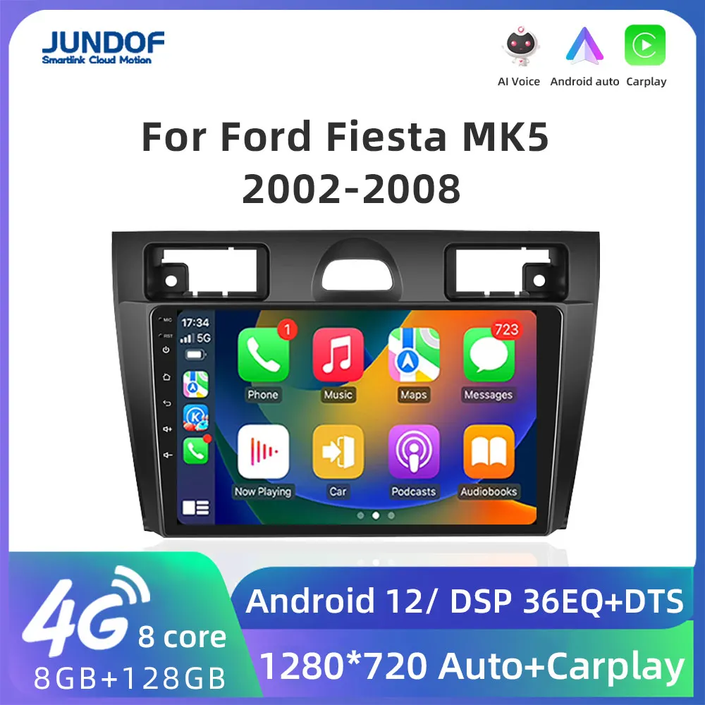 

For Ford Fiesta Mk VI 5 Mk5 2002 - 2008 Android 12.0 Car Radio Multimedia GPS Navigation Player Stereo Carplay 2 Din DVD Carplay