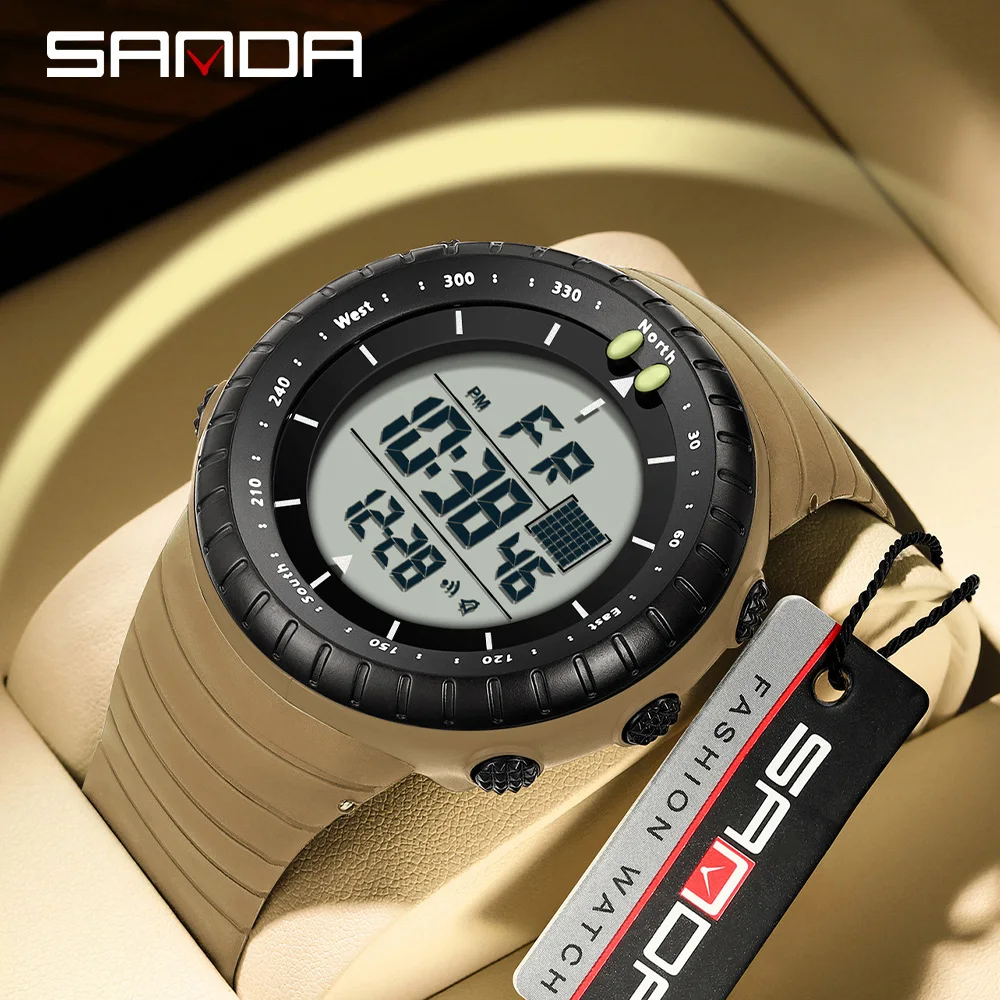 

SANDA новые 6256 мужские электронные часы с циферблатом, уличные водонепроницаемые спортивные часы, ночник, будильник, многофункциональные часы
