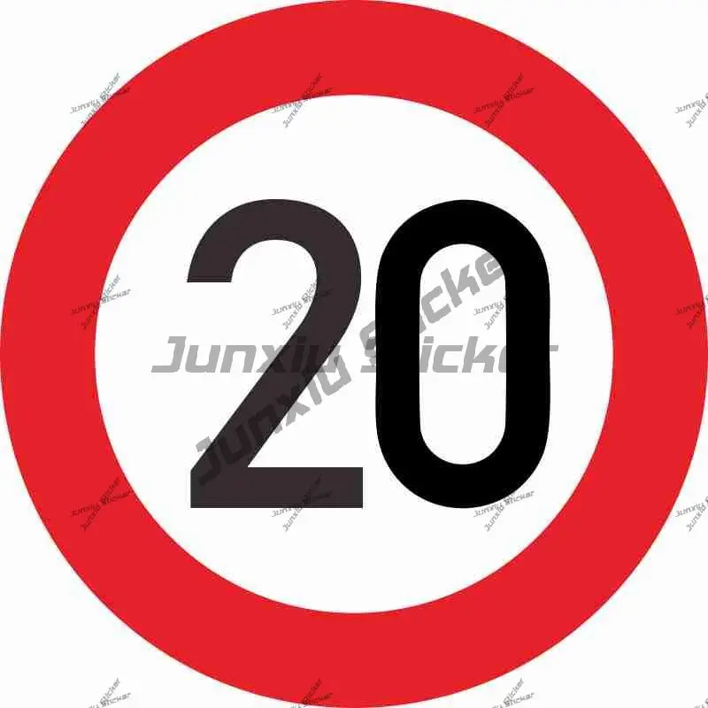 Speed Limit 20 Km_h Decal Driving Road Sign Gifts Distressed European Speed Limit Sign UV Protected Waterproof Design Sticker