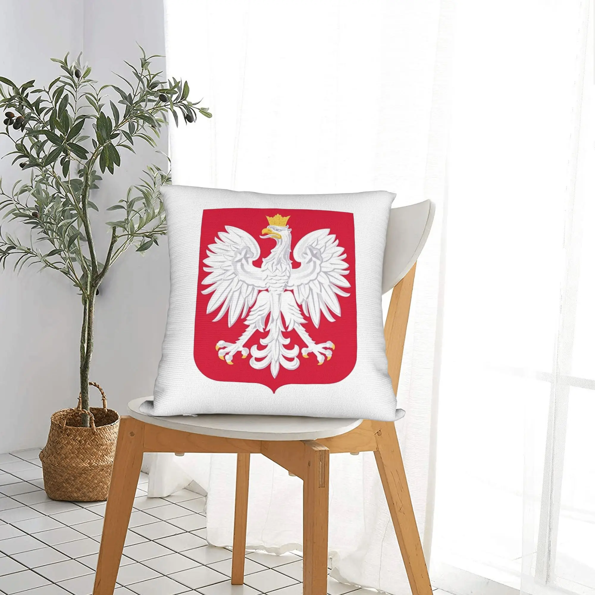 Polish Coat of Arms Polska Flag Pillowcase Cushion Cover Decorations Arms Of Poland  Throw Pillow Case Cover Car Zipper 45*45cm