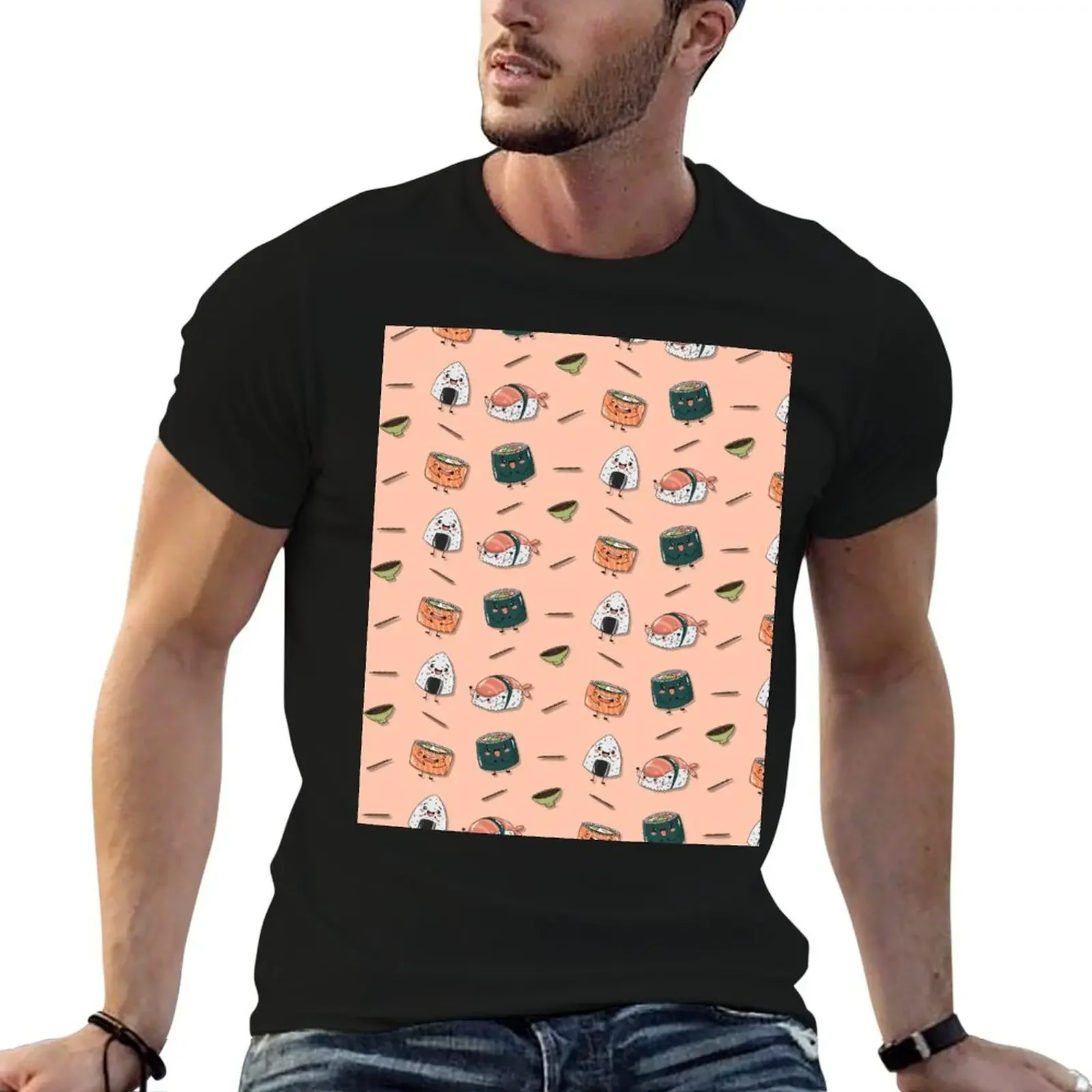 Cute Sushi - Pattern T-Shirt plus sizes blacks graphic shirts quick-drying mens t shirts