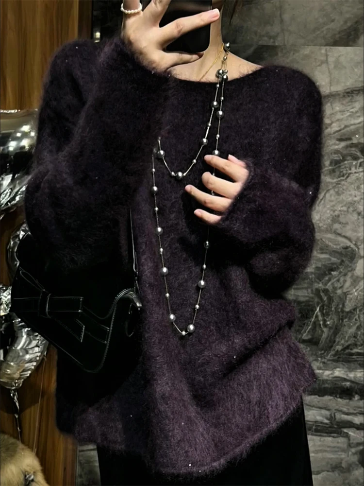 

Lu Comfortable round Ne Sweater Faionable Ele plus Size Autumn Winter New Sle Soft Cozy Versatile Slimming Top