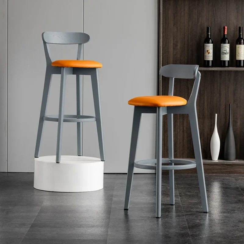 

Minimalist Bar Chair Household Solid Wood High Legged Backrest Island Platform Bar Chair Nordic Designer Home Furniture