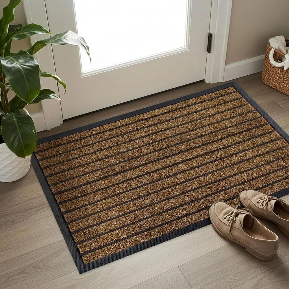 

Durable Door Mat - Dirt Trapping Outdoor Welcome Mats - Non-Slip Outdoor Indoor Entrance - Low Profile Front Doormat (47 x 32, B