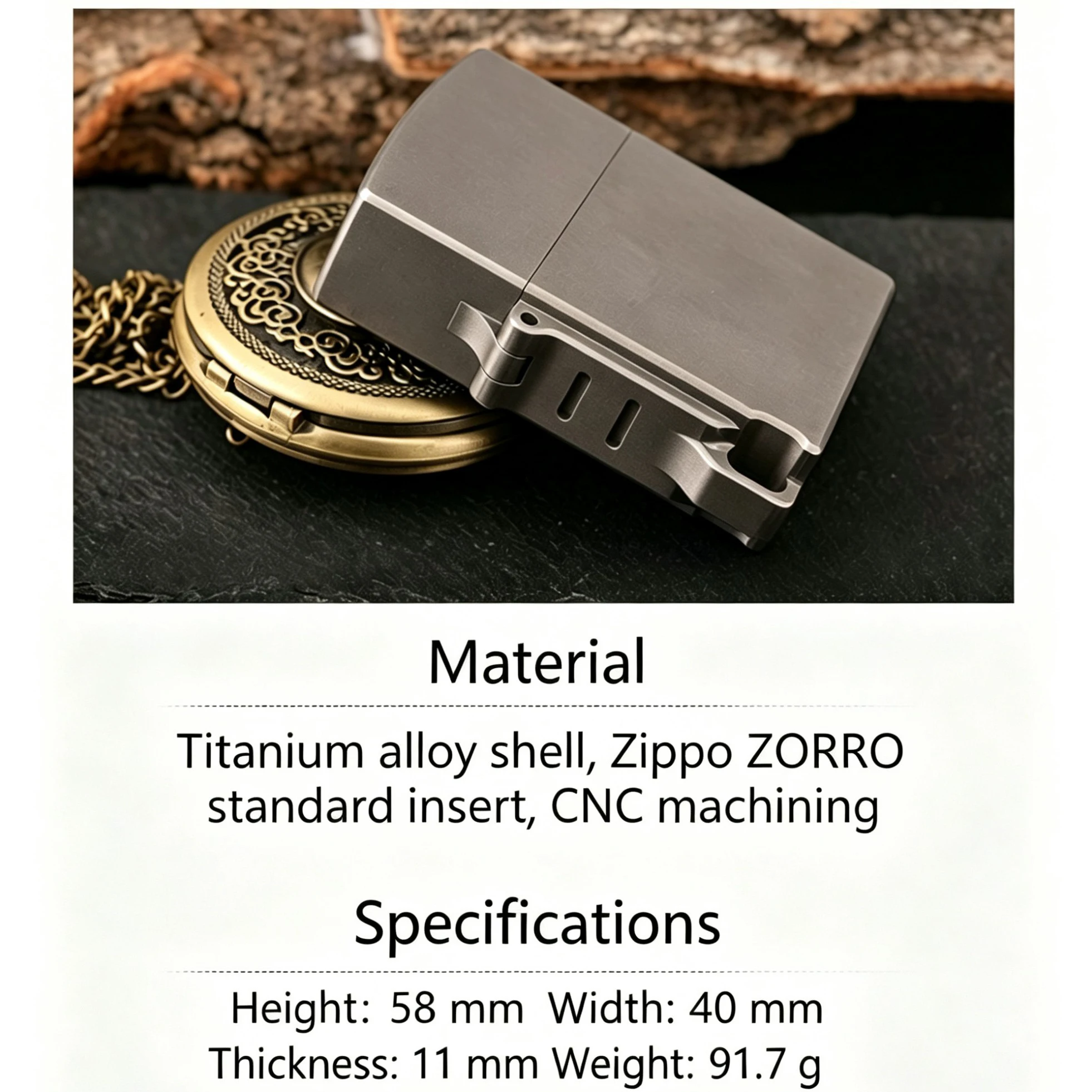 Titanium TC4 Armor Oil Lighter CNC Side Hook Reinforced Thick Flint Wheel Lighter Heavy Duty Vintage Pocket Durable EDC Men Gift