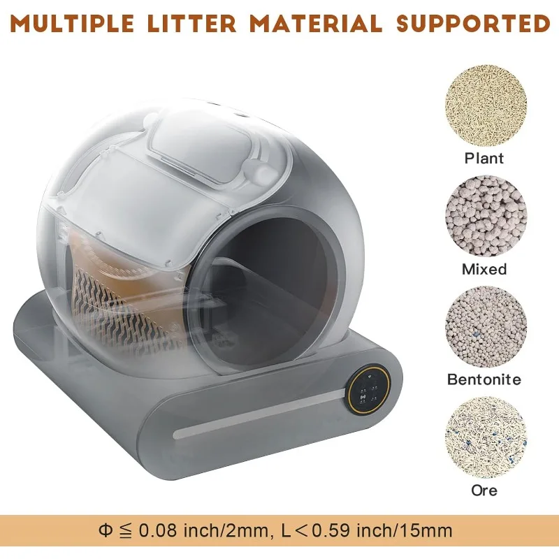 Upgraded Automatic Cat Litter Box, Self Cleaning Cat Litter Box 65L Extra Large Capacity Cleaning Robot, APP Control