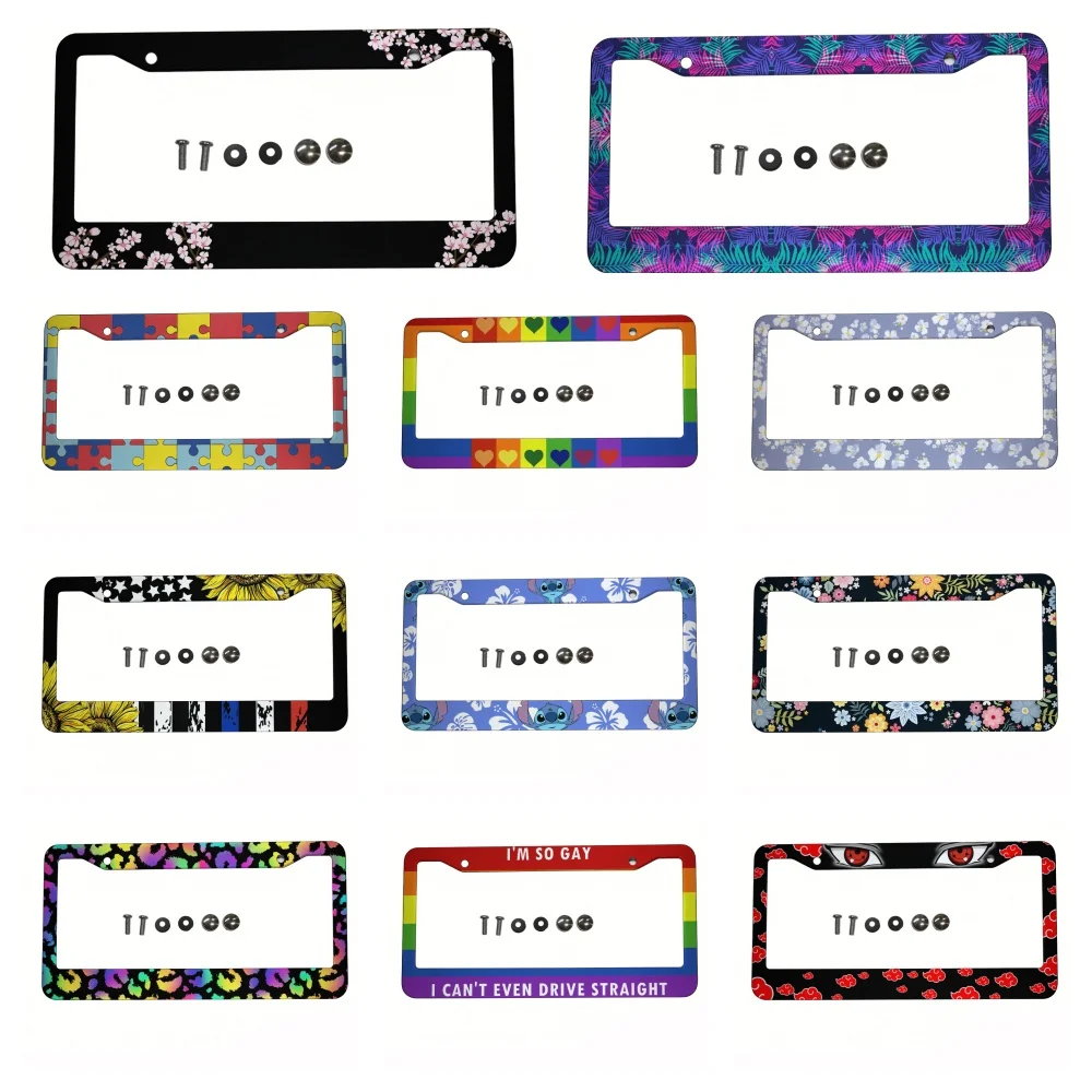 Best-selling pattern American Car 12" x 6" Laser Cut Chrome FLicense Plate Frames- Car/Truck/SUV Automobile Decoration Accessory