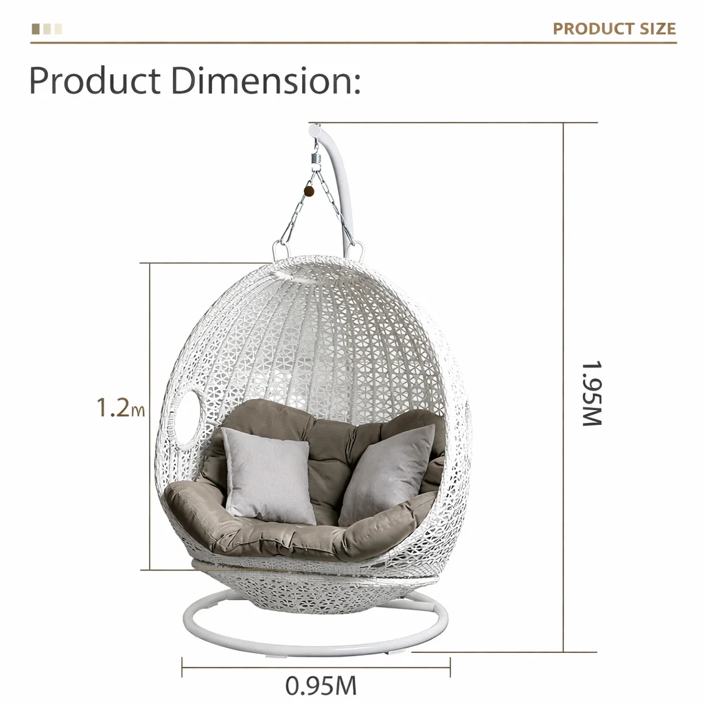 Modern Double Hanging Rattan Swing Chair & Egg Nest Hammock for Indoor/Outdoor Use Bedroom Balcony Patio Leisure - view 5