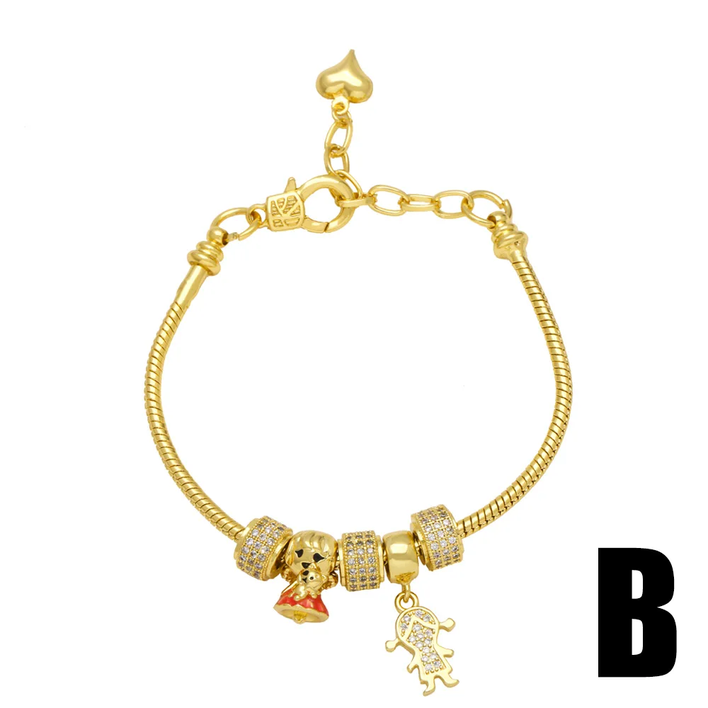 Clearance / Gold Plated Snake Chain MAMA Bracelets for Women CZ Crystal Statement Bracelets Dainty Jewelry Gifts brte59