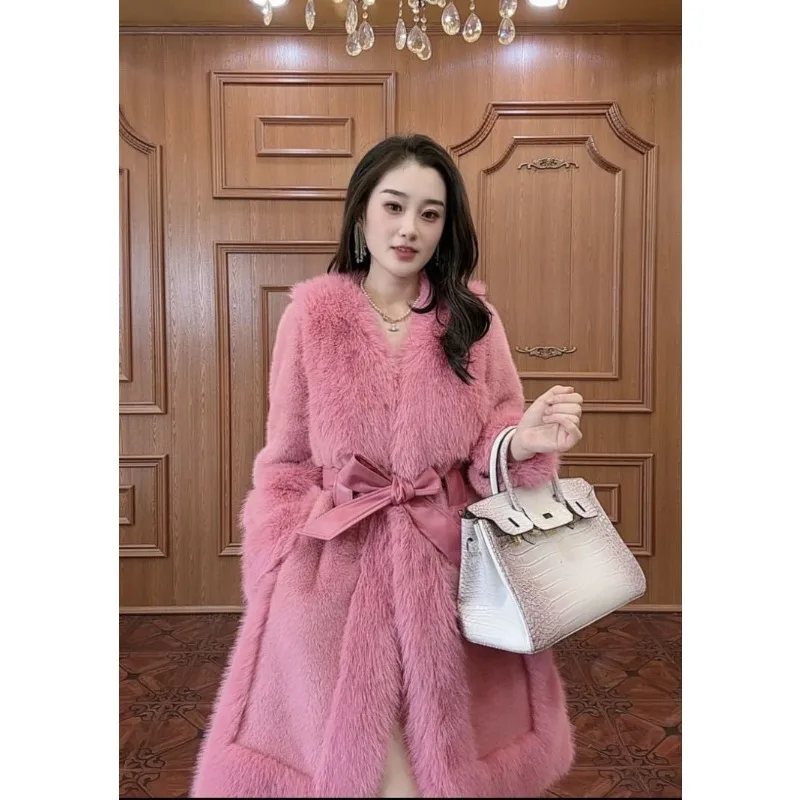 

Легкий роскошный модный женский европейский ремень из искусственного меха норки, тонкая темпераментная теплая куртка, изысканная простая повседневная куртка