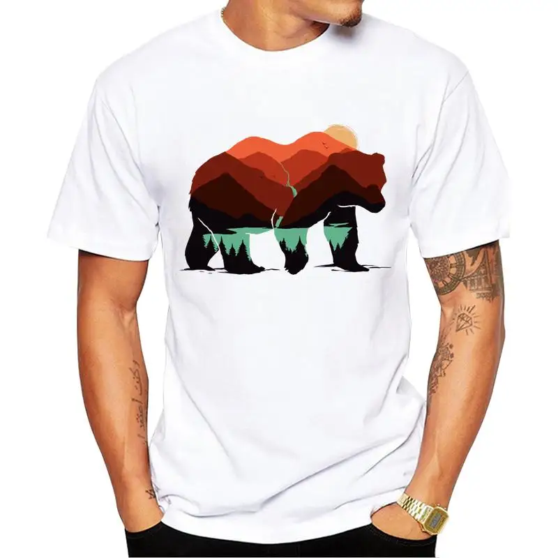 

FPACE Newest Stay Wild Bear Men T-Shirt Funny Mountain Bear Printed t shirts Short Sleeve Casual Hipster Tshirts Fashion Tee