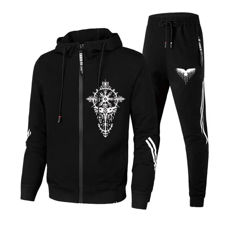 

2025 New Arrival Men's Tracksuit Hoodie Sweatpants 2pcs Set Autumn Winter Casual Fashion Sportswear Zipper Jackets Jogging Pants