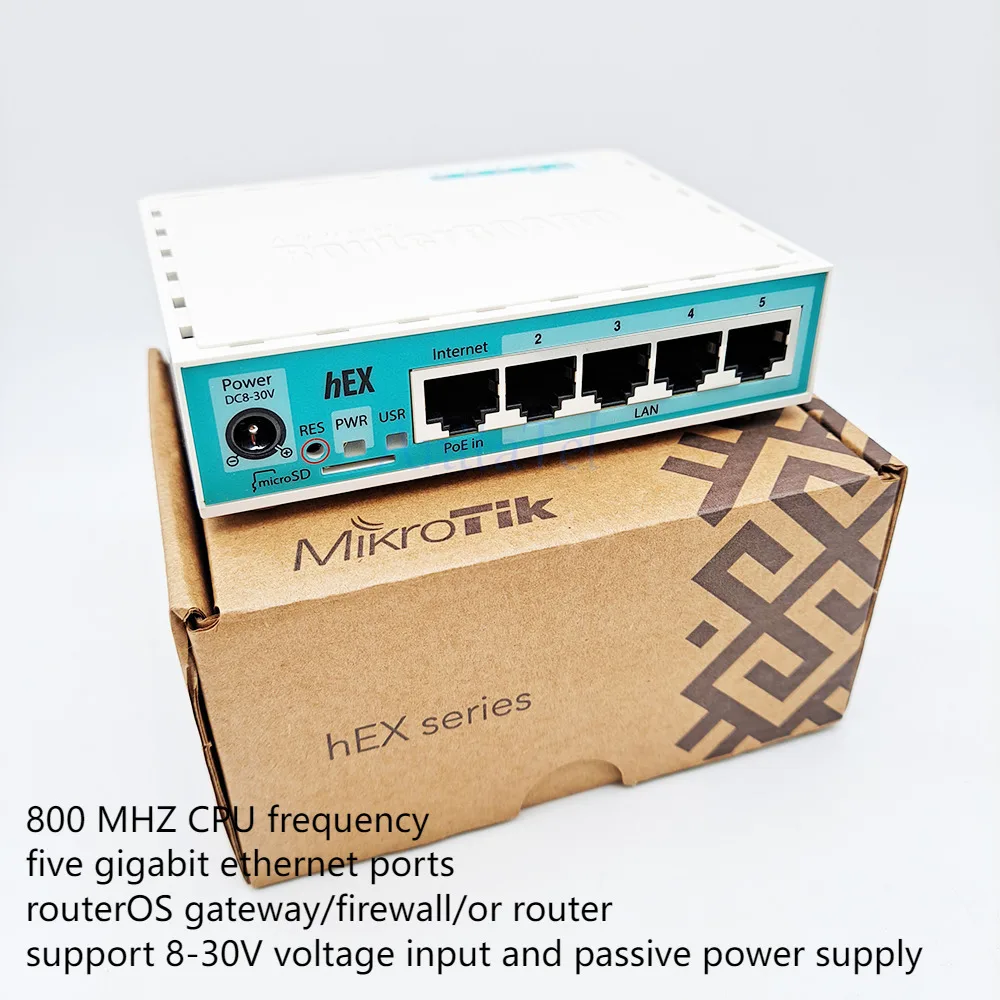 100%  MikroTik Gigabit Ethernet Router hEX RB750Gr3 Router Supports 5 10/100/1000 Mbps 5 Ethernet Ports small easy to use