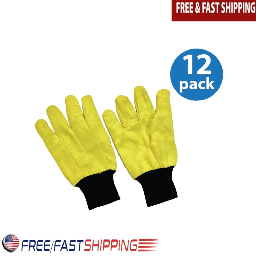 

Premium Yellow Chore Gloves 12 Pair Pack Durable All-Purpose Work Gloves Comfortable Knit Wrist Cuff Abrasion Resistant