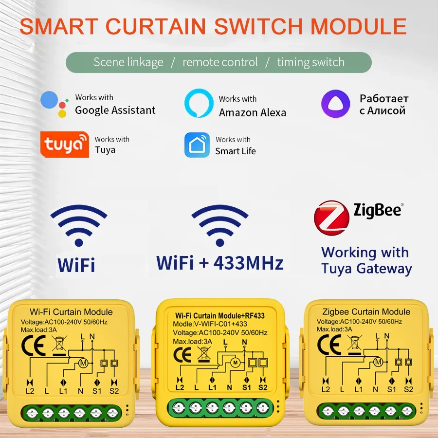 

Смарт-контроллер для штор Tuya, Wi-Fi, управление через приложение